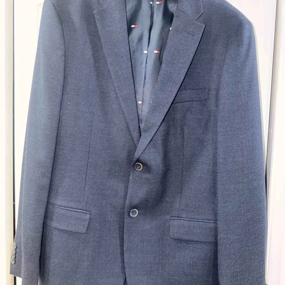 Men's Navy Blazer - Classic Two-Button Suit Jacket